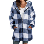 ARABELLA��� - Plaid Fleece Long Sleeve Hooded Coat