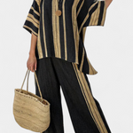 Calden | Comfortable Oversized Striped Top & Relaxed Linen Pants