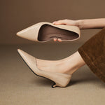 Orlisse Leather Kitten Heel Pumps