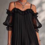Aurore | Long Chiffon Dress with V-Neck
