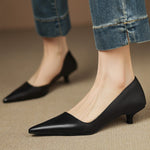Orlisse Leather Kitten Heel Pumps