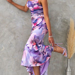 Anna | Purple Floral One Shoulder Dress