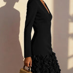 Rosalie – Fitted Dress with Embossed Floral Hem