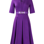 Elegant Office Wear A-Line Flowy Pleated Dress