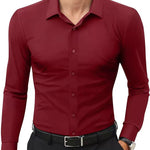 KZZ Men's Super Stretch Dress Shirt, Quick-Drying, Breathable and Wrinkle-Resistant