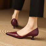 Ceyra Leather Kitten Heels