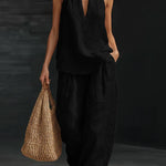 Zoëi | Sleeveless Top and Wide-Leg Pants Set