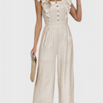 Amahle Linen Set with Ruffled Sleeves and High-Waisted Design