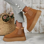VERLIE��� - Comfy Faux Suede Slip-On Snow Short Boots