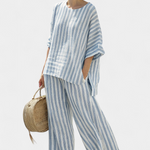 Women's Two-Piece Set | Blue Striped