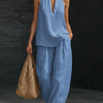 Zoëi | Sleeveless Top and Wide-Leg Pants Set
