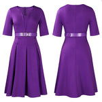 Elegant Office Wear A-Line Flowy Pleated Dress