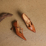 Aveline Leather T-strap Pumps