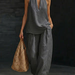 Zoëi | Sleeveless Top and Wide-Leg Pants Set