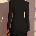 Rosalie – Fitted Dress with Embossed Floral Hem