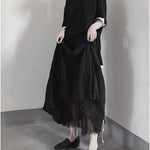 Mesh Pleated Long Skirt