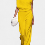 Asymmetrical One-Shoulder Jumpsuit with Flowing Legs by Etta