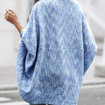 Colorful Waffle Knit Open Front Coat Batwing Long Sleeve Cardigan
