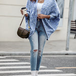 Colorful Waffle Knit Open Front Coat Batwing Long Sleeve Cardigan