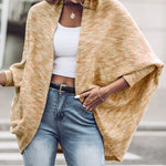 Colorful Waffle Knit Open Front Coat Batwing Long Sleeve Cardigan