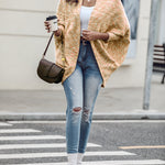 Colorful Waffle Knit Open Front Coat Batwing Long Sleeve Cardigan