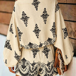 Women's Vintage Print Two-Piece Set Off-Shoulder Batwing Sleeve Top and High-Waisted Shorts Casual Vacation Set