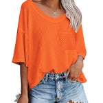 Loose Blouse Casual V Neck Shirt - Nadorine (Us Only)