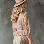 Elegant Pink Chiffon Lace Ruffled Shirt