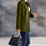 Casual Retro Olive Green Tweed Coat