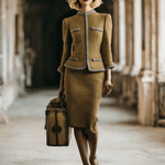 Exquisite Vintage Light Gold Tweed Jacket And Skirt Set