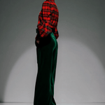 Trendy Retro Plaid Velvet Turtleneck Long-sleeved T-shirt And Wide-leg Pants Set