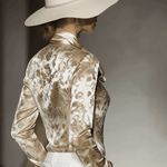 Stylish And Elegant Champagne-colored Velvet Printed Shirt