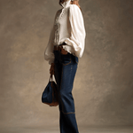 Retro Brown Double-stitched Navy Jeans