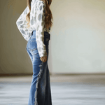 Vintage Blue Flared Fringe Jeans