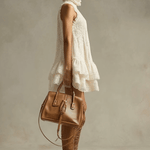 Vacation Retro Beige Lace Sleeveless Ruffled Mini Dress