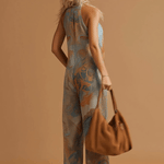 Vacation Retro Bohemian Print Chiffon Sleeveless Wide-Leg Jumpsuit