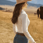 Western Retro Embroidered White Tencel Denim Shirt