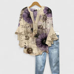 Althea | Elegant Ruffle Sleeve Floral Blouse