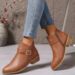 Bethany I Brown Buckle Ankle Boots