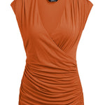 Nadorine Cross Wrap Tunic Ruched Tank Tops