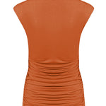 Nadorine Cross Wrap Tunic Ruched Tank Tops