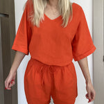 Women's 2 Piece Cotton Linen Tracksuit Short Sleeve Casual Shorts Set V Neck Beach Outfits - Nadorine (Us Only)