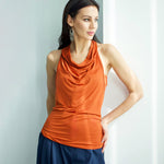 Nadorine Cowl Neck Halter Top Sleeveless Backless Shirt