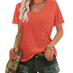 Nadorine Women's Chest Pocket T Shirt Blouses Tops