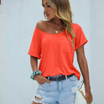 Nadorine Women's Chest Pocket T Shirt Blouses Tops