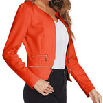 Zeagoo Womens Blazer Cropped Open Front Zipper Dress Jacket O Neck Casual Office Suit Jacket