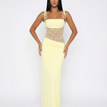 Harriet Collins | Lace Panel Tie-Shoulder Maxi Dress For Women