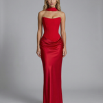 Vivienne Moretti | Black Satin Corset Maxi Dress For Women