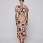 Amelia Thornton | V Neck Floral Embroidered Midi Dress For Women
