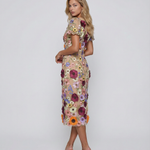 Amelia Thornton | V Neck Floral Embroidered Midi Dress For Women